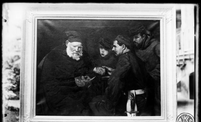 Mendigo, pintura a l'oli original de Simon Gómez (1872) que va existir a la residència de la família Barata. Sabadell
