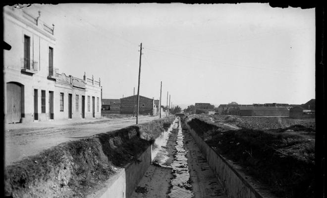 La Riereta en procés de canalització. Sabadell