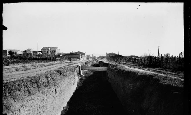 La Riereta en procés de canalització. Sabadell