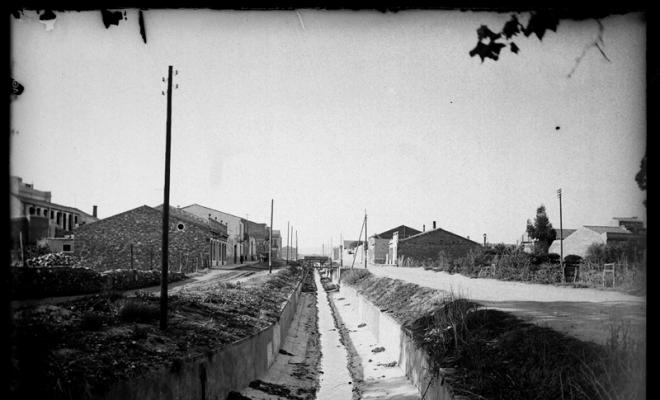 La Riereta en procés de canalització. Sabadell