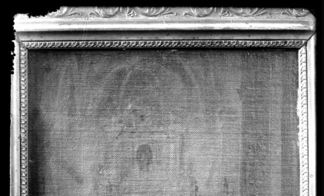 Pintura a l'oli original de l'altar major de l'església de Sant Feliu un dia de la Immaculada Concepció. Obra de Domènec Soler Gili. Altar destruït al 1909. Sabadell