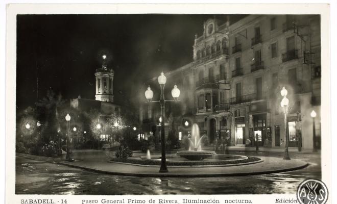 [Sabadell-14. Paseo General Primo de Rivera. Iluminación nocturna]