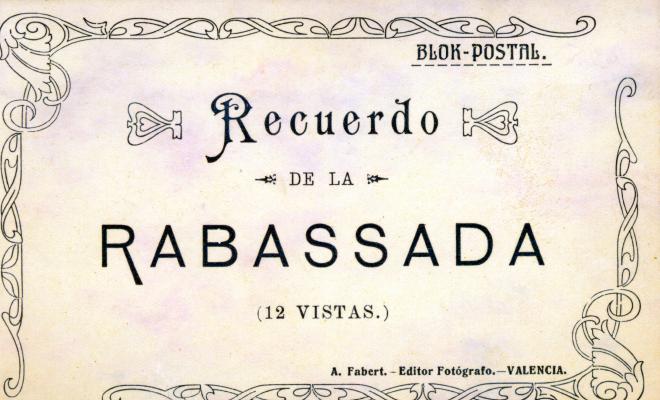 Portada del bloc de postals: Recuerdo de la Rabassada (12 vistas). A. Fabert - Editor Fotógrafo - Valencia.