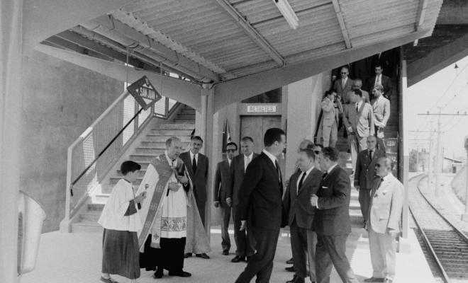 Visita institucional i benedicció de l'estació de ferrocarrils de Sant Joan.