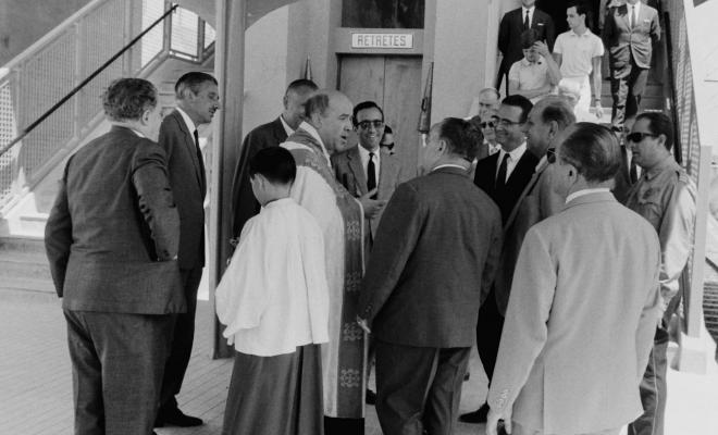 Visita institucional i benedicció de l'estació de ferrocarrils de Sant Joan.