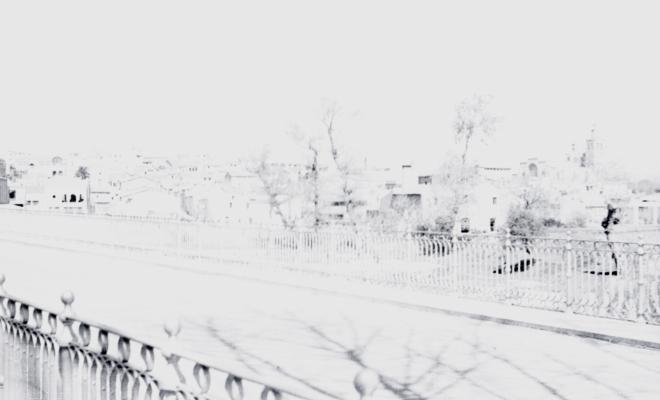 Vistes panoràmiques de Sant Cugat del Vallès des del pont Gros al carrer de Francesc Moragas.