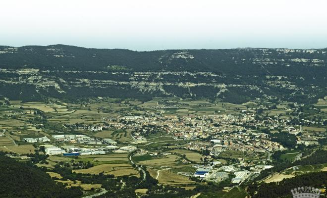Vista aèria de Centelles, presa des del sud-est