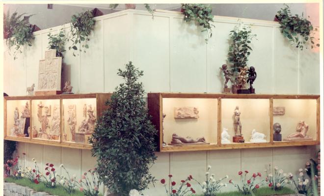 Exposició de plantes, homenatge a l'escultor Enric Monjo a la sala d'actes de Florimar durant la Festa Major, 23 a 26 de juny de 1958
