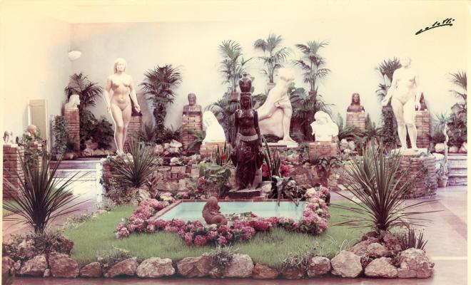 Exposició de plantes, homenatge a l'escultor Enric Monjo a la sala d'actes de Florimar durant la Festa Major, 23 a 26 de juny de 1958