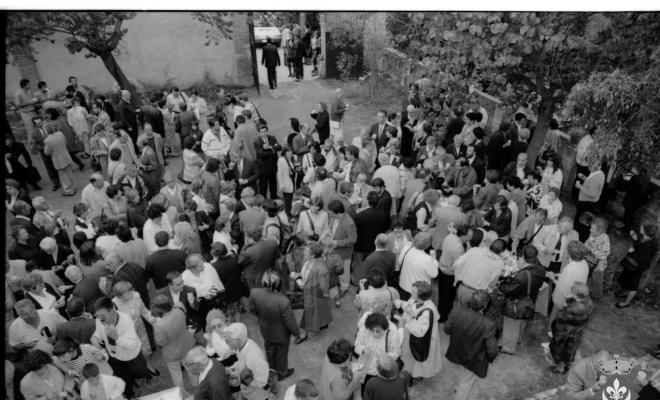 Festa Verdaguer a Vil·la Joana. Inauguració del monument de l'Àlbula. Pasqual Maragall, alcalde de Barcelona, i Gil Orriols, alcalde de Folgueroles