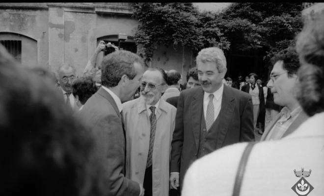 Festa Verdaguer a Vil·la Joana. Inauguració del monument de l'Àlbula. Pasqual Maragall, alcalde de Barcelona, i Gil Orriols, alcalde de Folgueroles