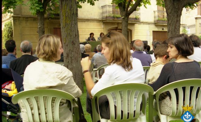 Parlaments institucionals de Festa Verdaguer a càrrec de Maria Mercè Miró que va editar Jovenívoles, Gil Orriols, alcalde de Folgueroles i Carme Torrents, directora de la casa museu Verdaguer