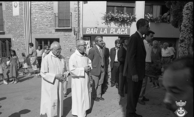 Processó de la Verge dins els actes de la Festa Major. Gil Orriols, alcalde de Folgueroles