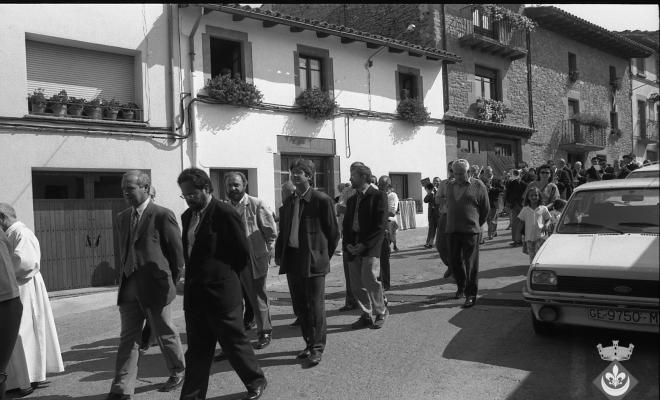 Processó de la Verge dins els actes de la Festa Major. Gil Orriols, alcalde de Folgueroles