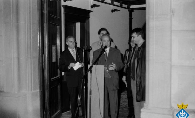 Parlaments dins la Festa Verdaguer. Gil Orriols, alcalde de Folgueroles, Carme Torrents, directora de la casa museu Verdaguer