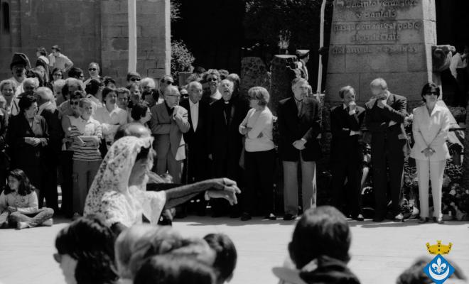 Ballets dins la Festa Verdaguer. Gil Orriols, alcalde de Folgueroles, Just Palma, regidor de Vic, Maria Homs, presidenta d'Amics de Verdaguer