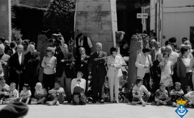 Ballets dins la Festa Verdaguer. Gil Orriols, alcalde de Folgueroles, Just Palma, regidor de Vic, Maria Homs, presidenta d'Amics de Verdaguer