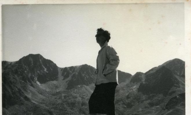 Retrat de Teresa Torres al port d'Envalira (Andorra)