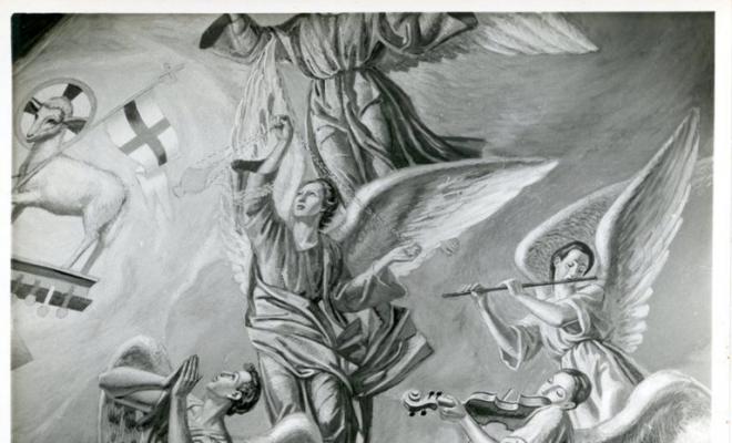 Detall de les pintures de J. Brunet a la capella del Santíssim de l'església de Sant Pere