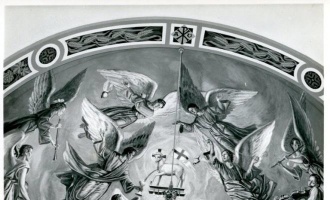 Cúpula amb les pintures de J. Brunet a la Capella del Santíssim