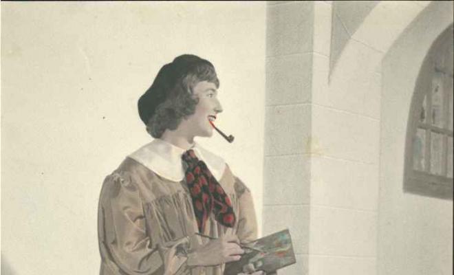 Retrat d'una dona disfressada de pintora