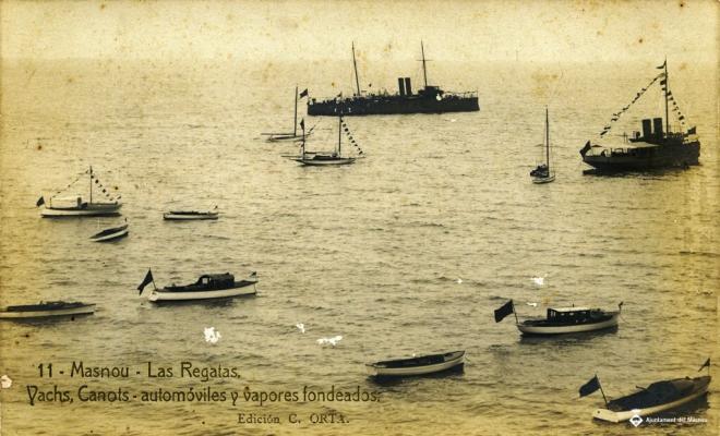 11 - Las Regatas. Yachs, Canots, automóviles y vapores fondeados
