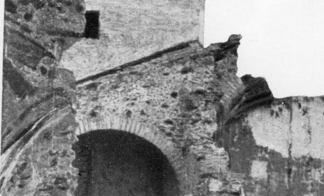 Interior de l'església de Sant Pere després de la seva destrucció durant la Guerra Civil
