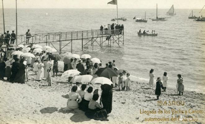 MASNOU Llegada de los Yachs y Canots automobiles del Real Club