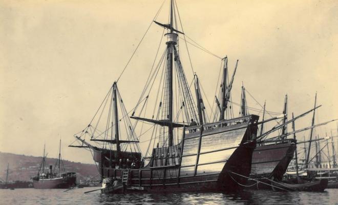 Coberta d'una vaixell de vela a Barcelona