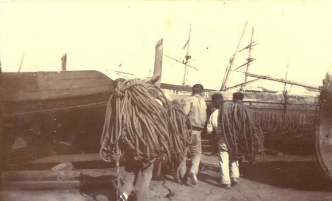 Pescadors amb cordes a Barcelona