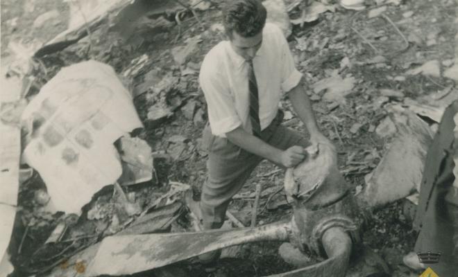 Lluís Pascual com a voluntari a l'accident d'aviació del Montseny de 1959