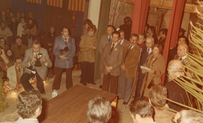Benvinguda al president Tarradellas a la seu de l'Aliança Palmarenca