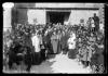 Sortida de la benedicció de l'altar del Gremi de Fabricants en honor a Sant Sebastià i Sant Roc pel bisbe de Barcelona Josep Miralles Sbert. Sabadell