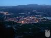 Vista general de Centelles fent-se fosc, presa des del Puigsagordi